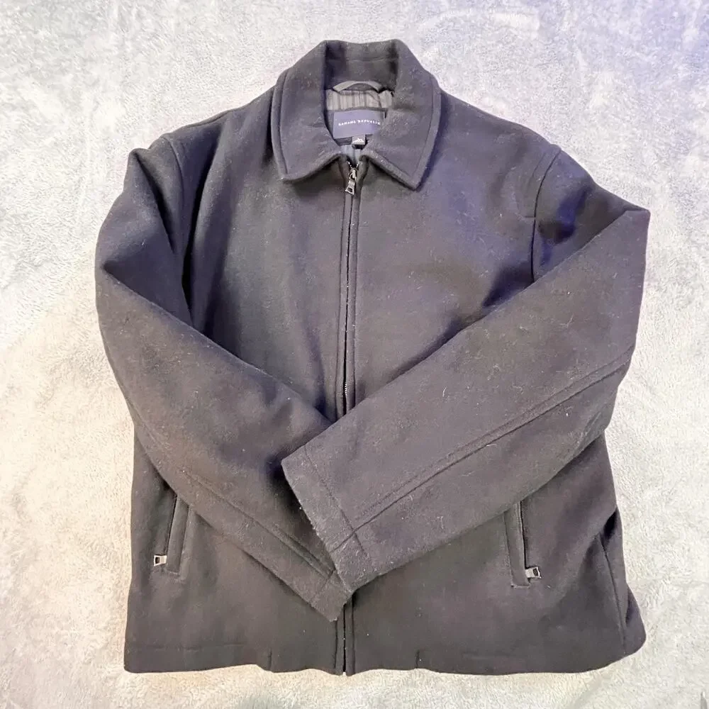 Banana Republic Jacket Mens Large Wool Cashmere Blend Full Zip Lined Bomber